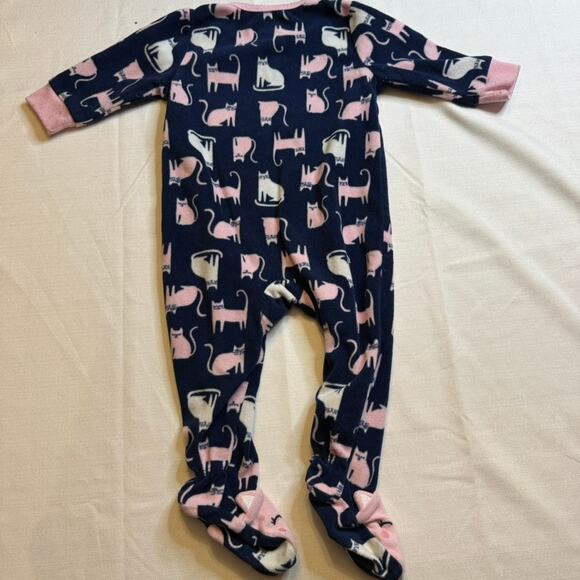 Carter's Footie Pajamas Navy Blue with Kitty Cats Size 6M - Picture 2 of 5